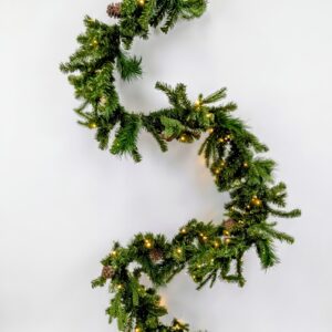 9FT Mixed Pine Garland, Pre-Lit W Plug, PVC Mixed 2026