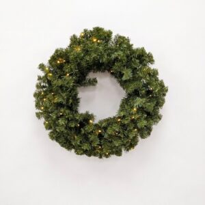 24"Natural Mountain Pine Wreath W/50-5mm WARM WHITE LED LIGHTS